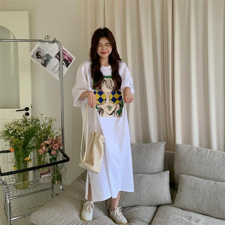 Женское платье-футболка с короткими рукавами и круглым вырезом, большого размера, свободного кроя, длинное, в стиле кэжуал, длиной до колена, для сна