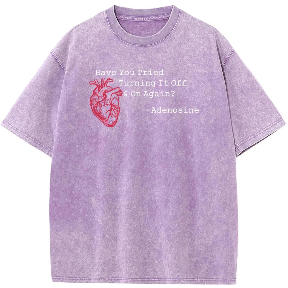 Футболка с коротким рукавом с принтом «Выключение»? Летняя футболка из хлопка с эффектом стирки. Повседневная свободная отбеленная футболка.