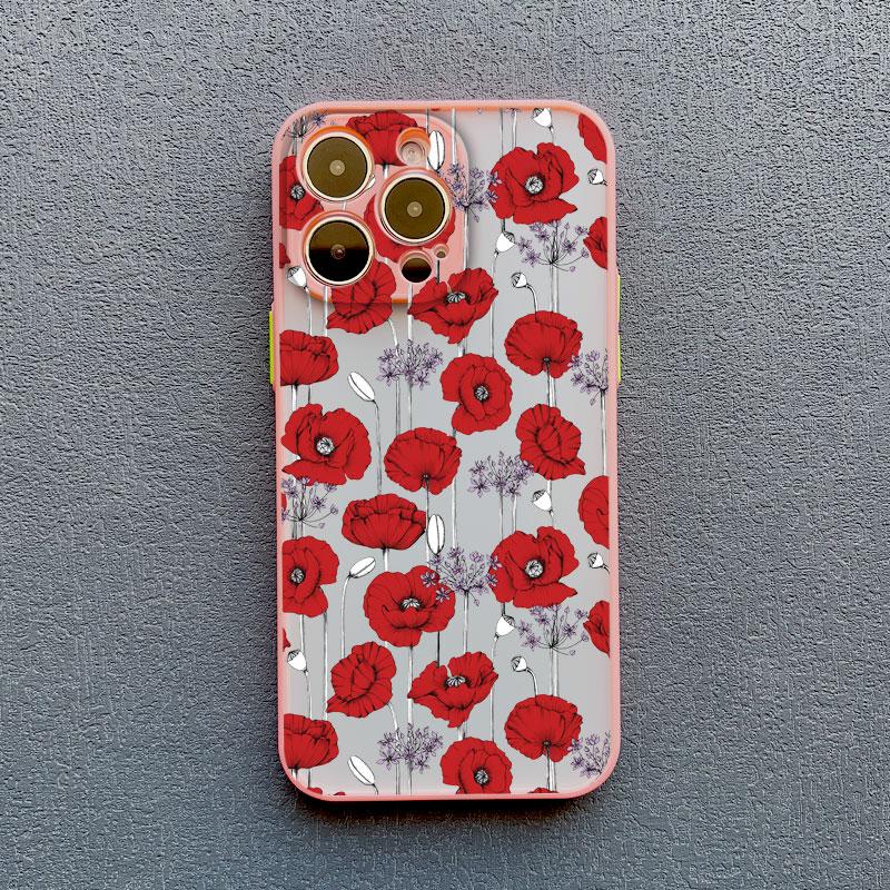 Чехол 'Цветок мака Горячий красный' для iPhone 17 16 12 13 Pro Max Mini 11 14 15 Pro Max XS X XR 7 8 Plus Ударопрочные задние крышки