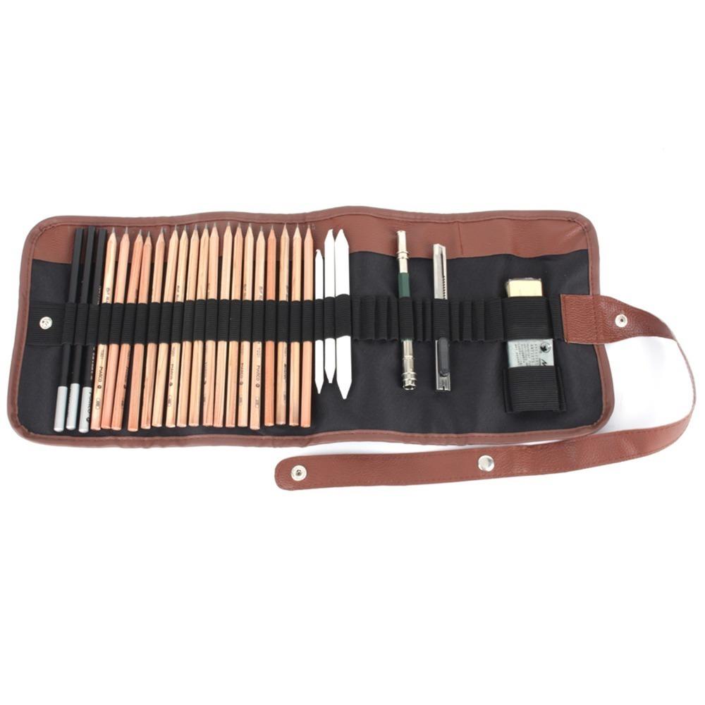 29PCS Portable Sketch Pencil Set Easy To Erase Easy To Sharpen Drawing Pencil Comfortable Grip Smooth Writing Painting Pencil