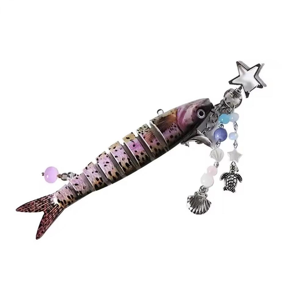 Брелок для ключей ручной работы в форме рыбы с бисером, держатель для ключей, шнурок для телефона в виде свимбейта, креативный аксессуар для ключей, сумок, рюкзаков