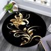 1 шт., круглые коврики с золотым цветочным принтом, водостойкий нескользящий толстый мягкий напольный коврик, сверхпрочный комфортный коврик для кухни