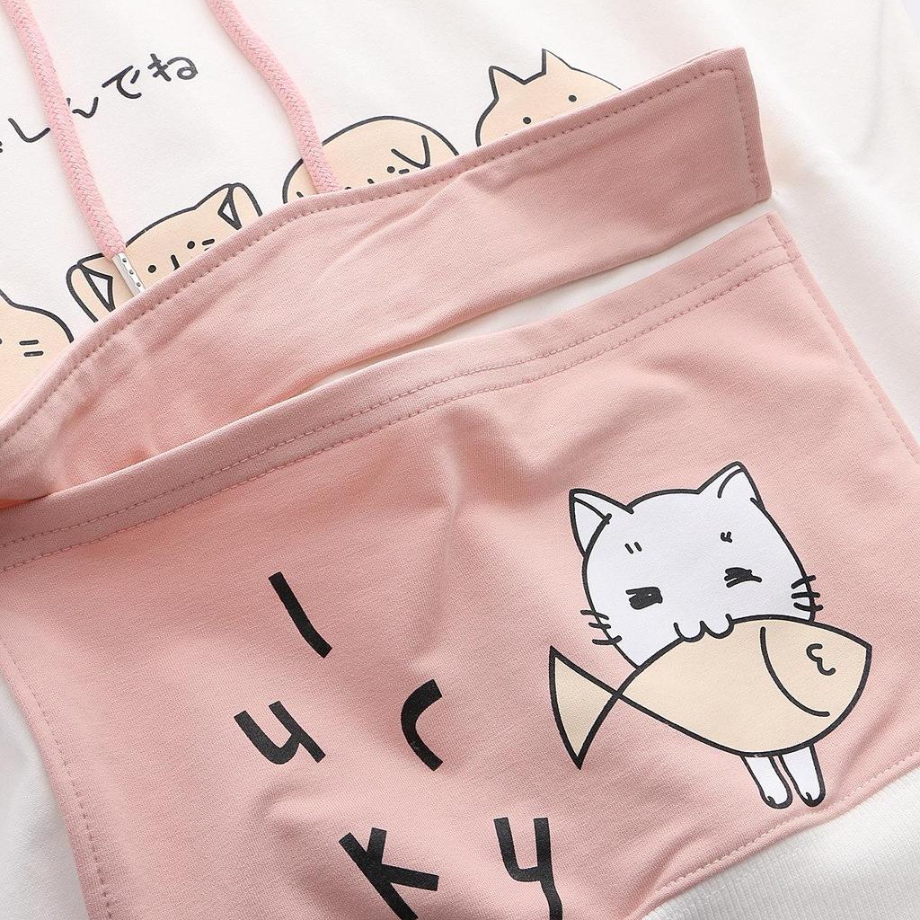 Толстовки в стиле аниме с рогами, женский студенческий топ, толстовка, японская студенческая толстовка с капюшоном и большим карманом с принтом