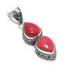 Серебряный кулон с натуральным красным кораллом из стерлингового серебра 925 пробы - дизайн груши ручной работы, повседневная одежда, подарок на день рождения