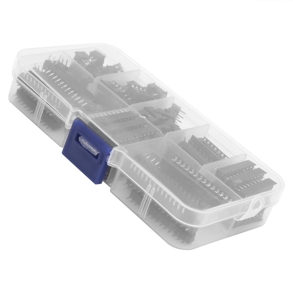 66pcs Solder Type IC Sockets Adapter InLine Package IC Socket Assortment Kit Circuit Board Assembly