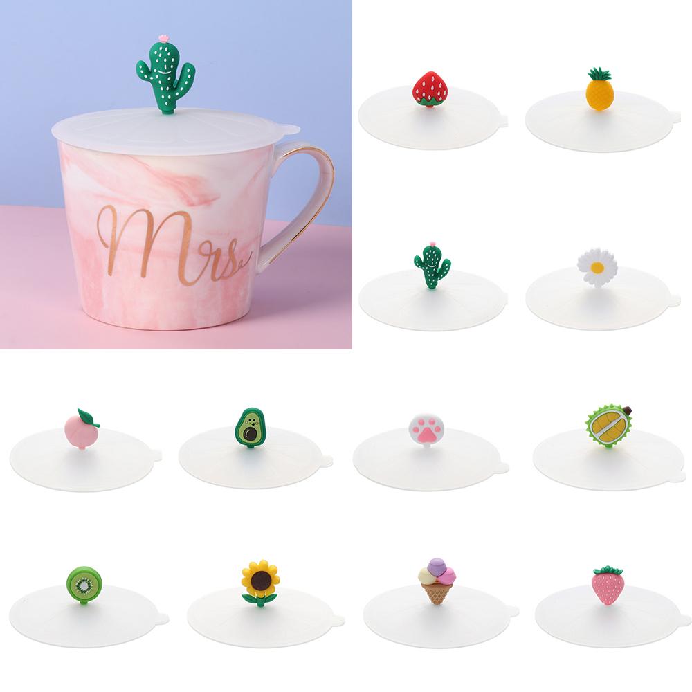 Cute Tea Coffee Lids Reusable Silicone Cup Cover Leakproof Dustproof Suction Cup Cover