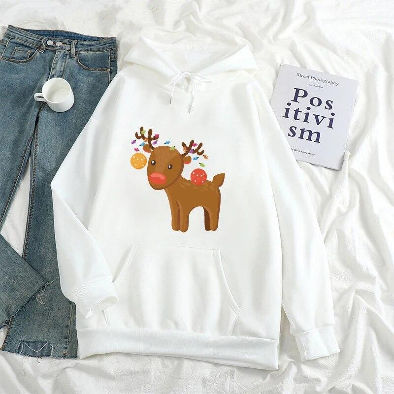 KAWAII рождественские толстовки с лосем женские унисекс Harajuku модная рождественская уличная одежда осенне-зимние теплые толстовки с капюшоном пуловер Ropa Mujer