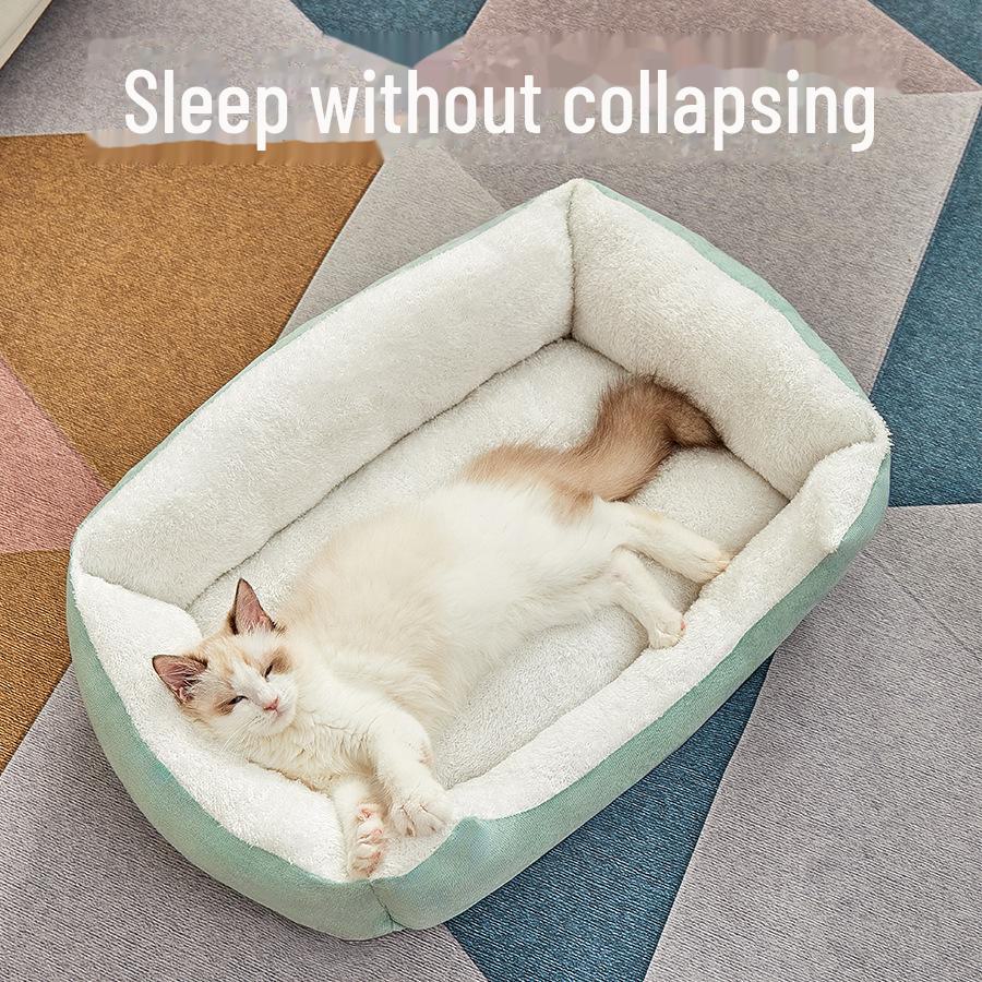 Квадратная нескользящая лежанка для домашних животных - влагостойкая, для использования в любое время года, теплое плюшевое гнездо для кошек и собак