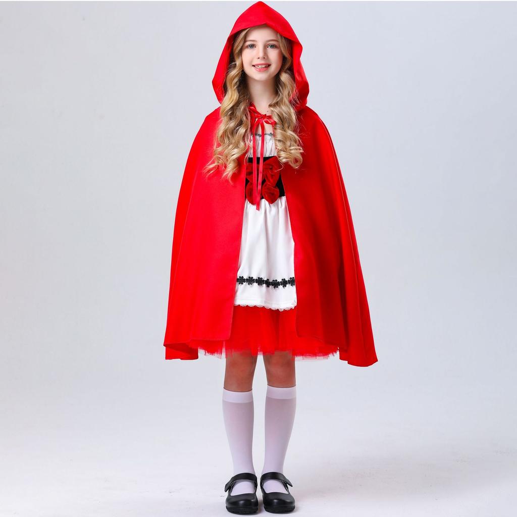 Halloween Little Red Riding Hood Costume Red Cape Cosplay Stage Costume, Girl Cosplay