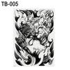 Large Black Men Women Waterproof Body Art Full Back Temporary Tattoo Stickers