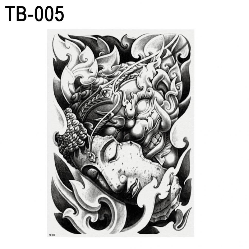 Large Black Men Women Waterproof Body Art Full Back Temporary Tattoo Stickers