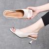French Square Head Summer New Female Word with Fairy Simple High Heels Temperament Fish Mouth Stiletto Sandals