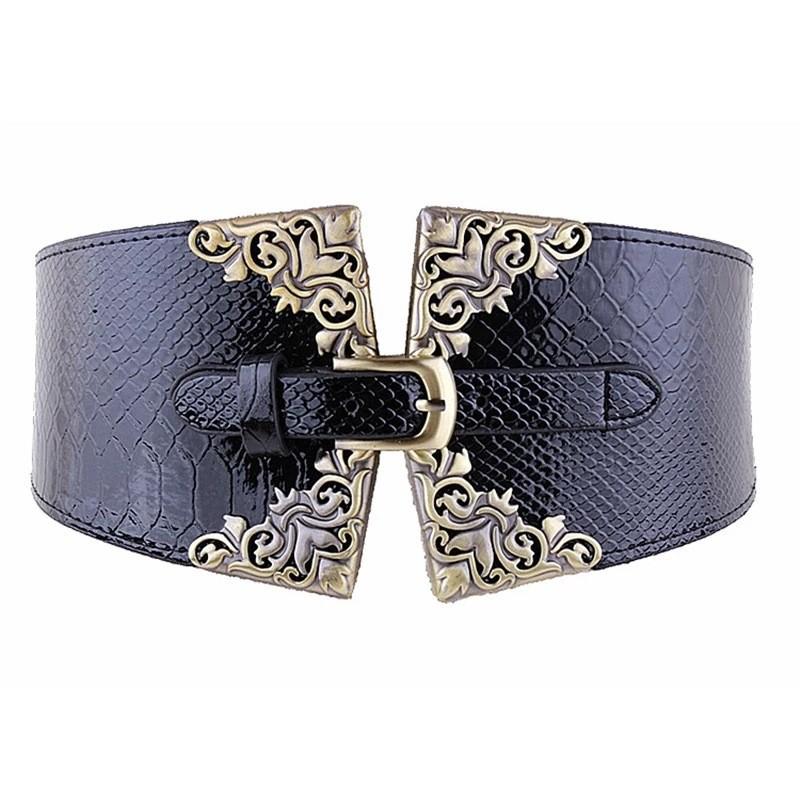 European and American Catwalk Needle Buckle Palace Style Peacock Pattern Women's Belt Elastic Ultra-wide Retro Waist Seal Elastic Belt