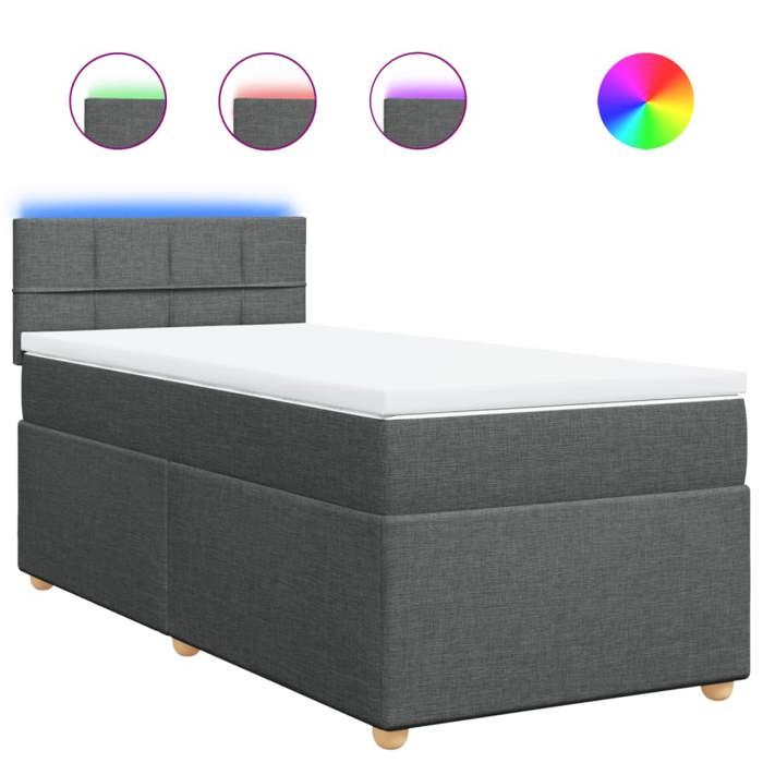 Maison Exclusive - Sommier à lattes de lit avec matelas Gris foncé 90x200 cm Tissu