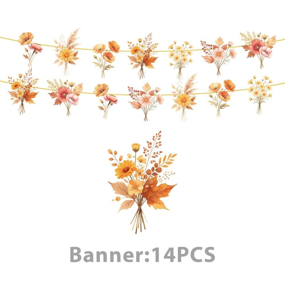 Orange Flowers Disposable Tablewares Autumn Theme Party Flatwares Kit Party Supplies