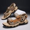 Летние мужские сандалии из натуральной кожи, уличные римские сандалии, пляжные нескользящие повседневные легкие спортивные сандалии с открытым носком для мальчиков