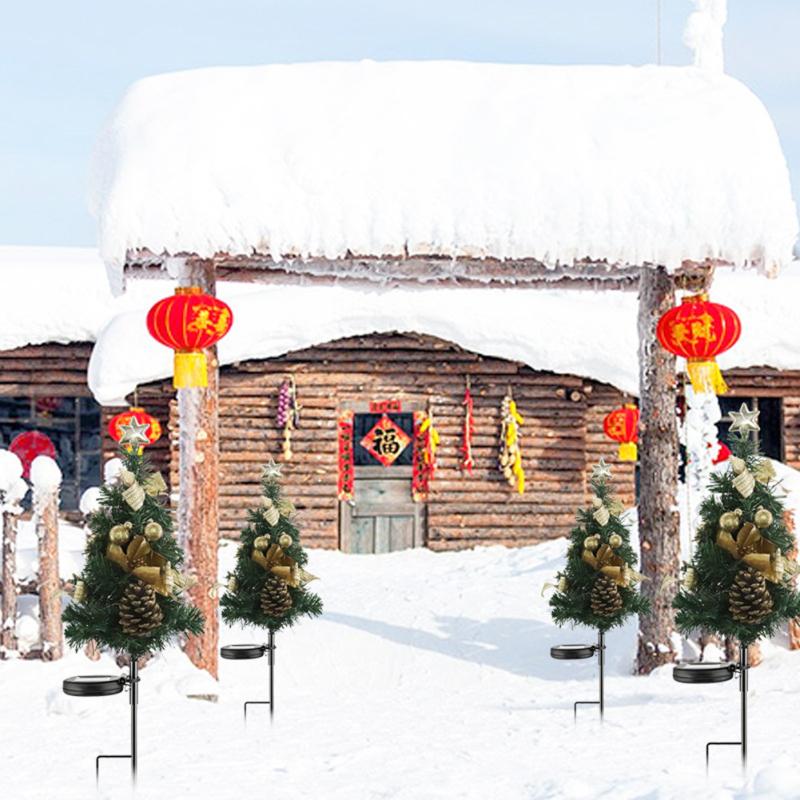 2 шт. солнечная светодиодная рождественская елочная лампа для газона IP65 водонепроницаемый для уличного двора, забора, сада