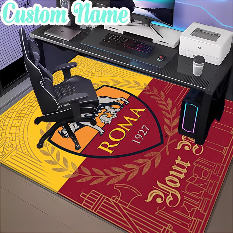 Custom Name Roma Football Club Emblem  Rug, Office Rug, Chair Rug, Carpet for Living Rooms, Doormat Game Rug Home Decor Christmas Gifts