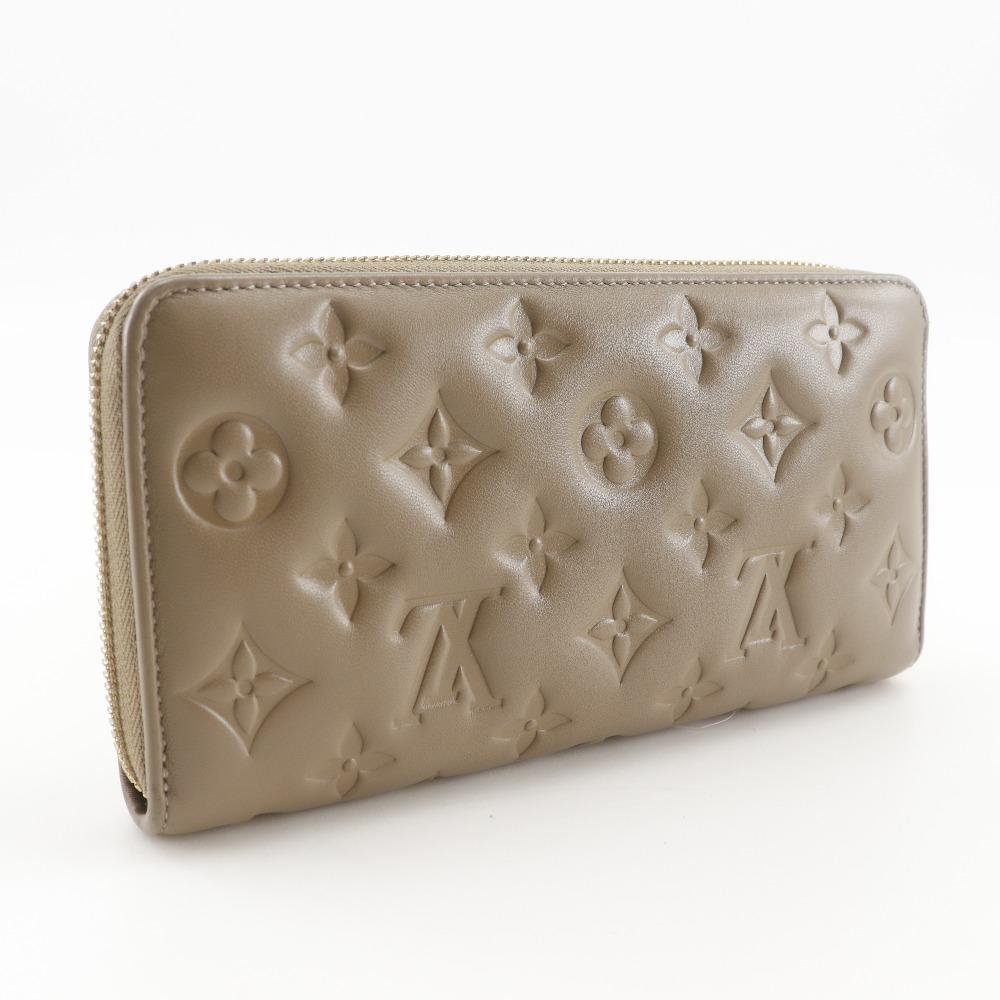 Louis Vuitton Zippy Wallet Purse M81511 Monogram Coussin Taupe Beige Lambskin Women Used