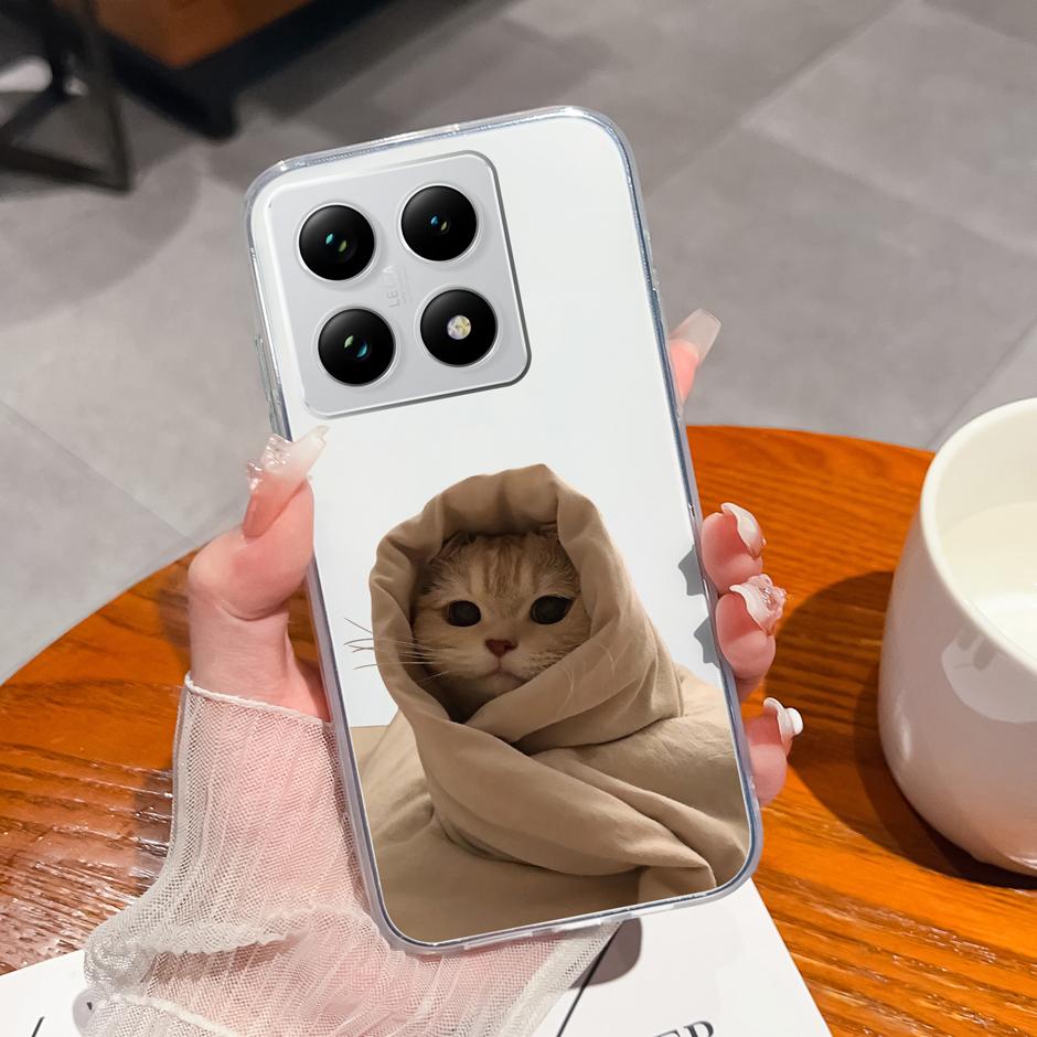 Чехол для Xiaomi 15T 15T Pro Милый Кот-Астронавт Защита от отпечатков пальцев Модный Прозрачный Корпус Для xiaomi15t 15tpro Защита