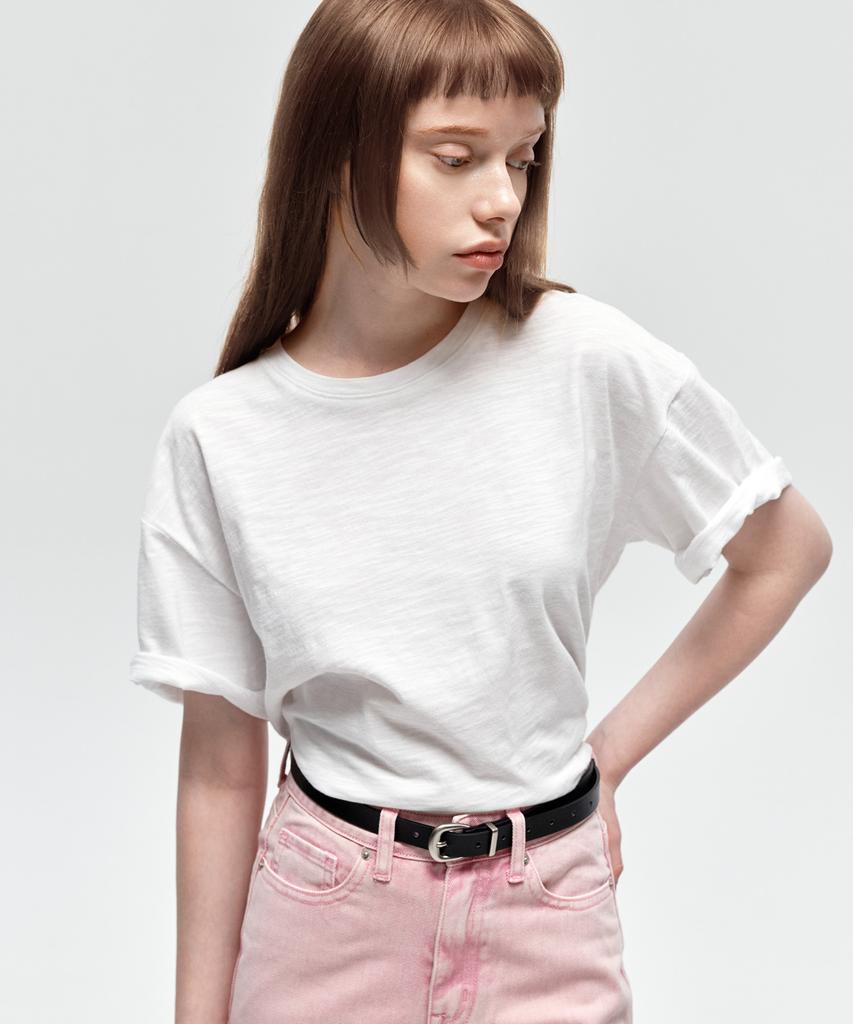 CITYBREEZE Slub Loose Fit Short Sleeve T-Shirt_White