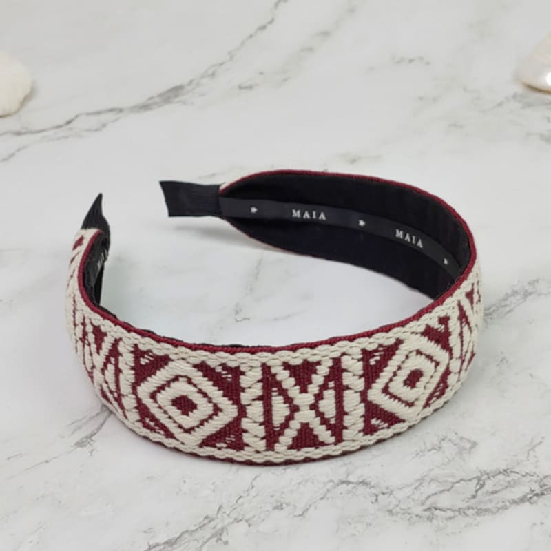 МАЙЯ Повязка на голову с геометрическим узором - Винный