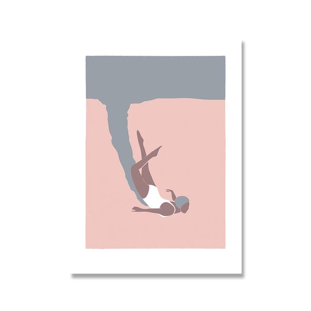 Рамка из цельного дерева, современные настенные художественные принты, плакаты, женский пловец, ныряние в бассейн, холст, живопись, тренажерный зал, офис, кухня, домашний декор