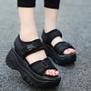 Summer Women Sandals Thick Bottom Slope Heel Velcro Roman Shoes Ladies Muffin Beach Shoes