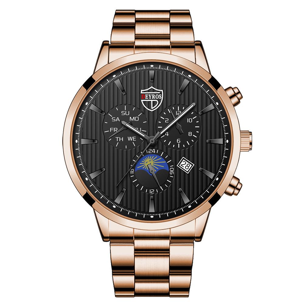 Men'S Stainless Steel Fashion Luminous Calendar Watch Quartz Watch