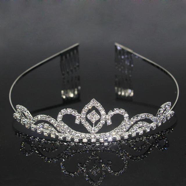 Принцесса Детские хрустальные диадемы Гребень Украшения для волос Стразы Ободок для невесты Корона Свадебные аксессуары для вечеринки