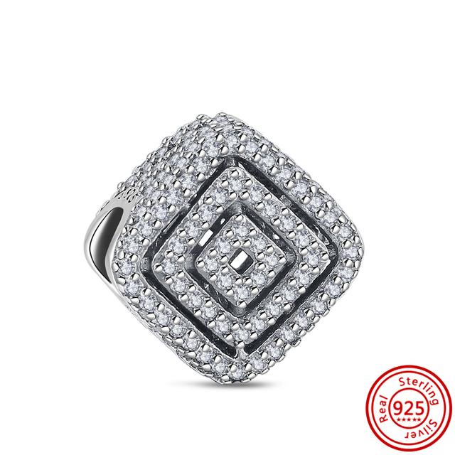 100% стерлингового серебра 925 пробы, прозрачный циркон, снежинка, гербарий, кластер, кулон, бусины, подходят для браслетов, ювелирных изделий