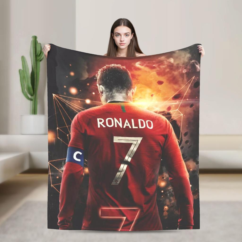 Football Legend CR7 Plush Blanket Vintage Throw Blanket for Home 125*100cm Bedspread