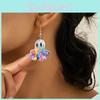 Adorable Colorful Ghost Earrings Made Of Acrylic Fun Cartoon Style Halloween Accessories