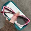 Men's and Women's Photochromic Presbyopia Glasses Colour Blocking Cat-eye Fashion Large Frame Anti-blue Light Reading Glasses