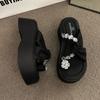 Thick-soled Heightening and Cool Slippers for Women's Summer Wear, New Models with Skirts, Fashionable Cover, Toe Rhinestone High-heeled Sandals.