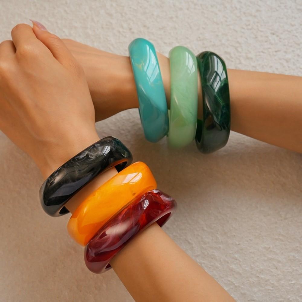 Smudging Acrylic Bangle Resin Retro Hand Ring Temperament Irregular Wide Bracelet Girls