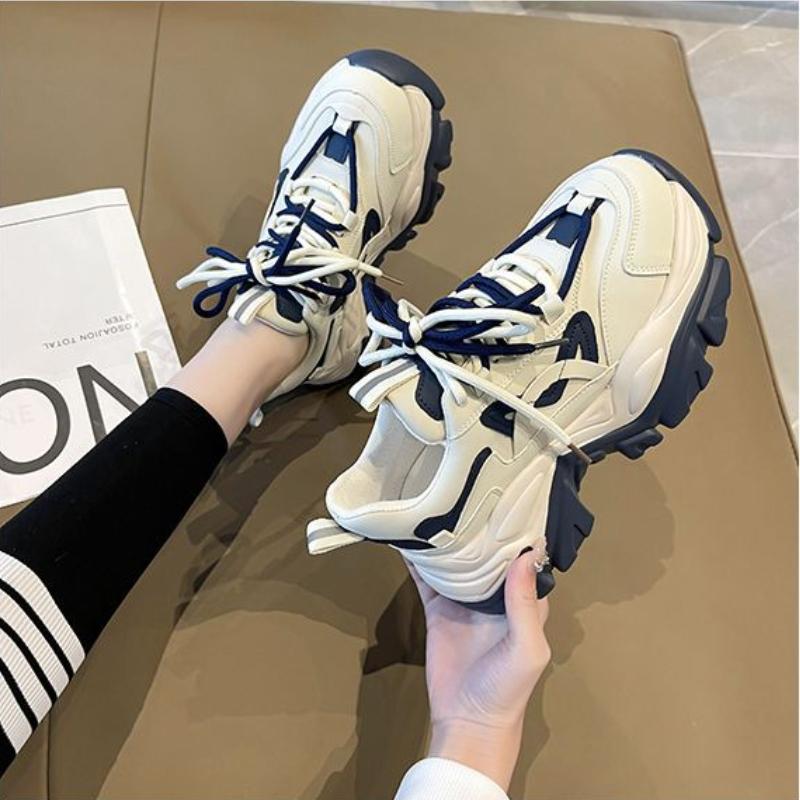 Retro Versatile Dad Shoes for Women 2024 New Thick Sole Inner Increase Colored Sports Casual Vulcanized Shoes Zapatillas Mujer