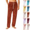 Men's Drawstring Pocket Flannel Pants Homewear Sleep Pants
