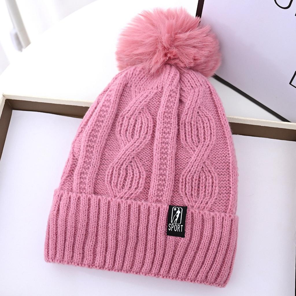 New winter hairball cap children's versatile polka dot knitted pullover wool cap fleece ear protector windproof warm hat moisture
