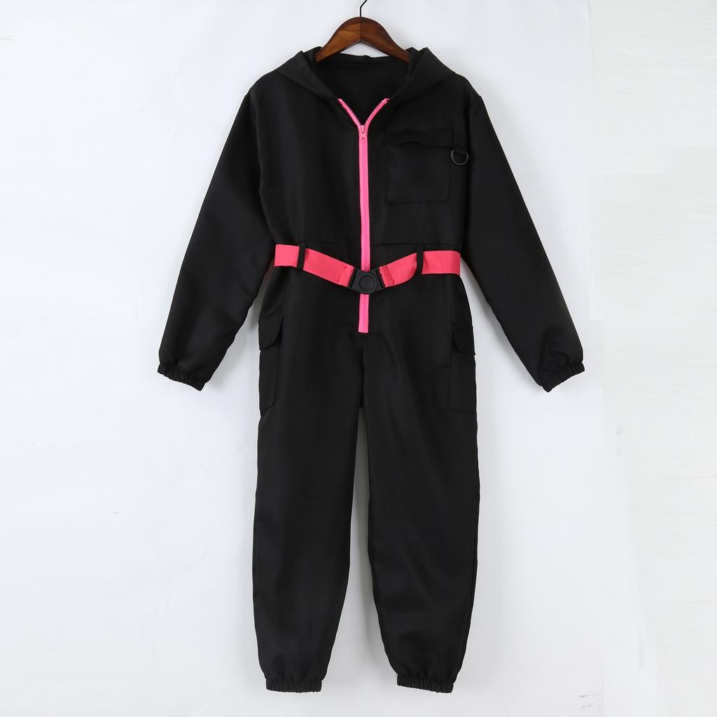 Детский черный комбинезон для косплея с длинными рукавами