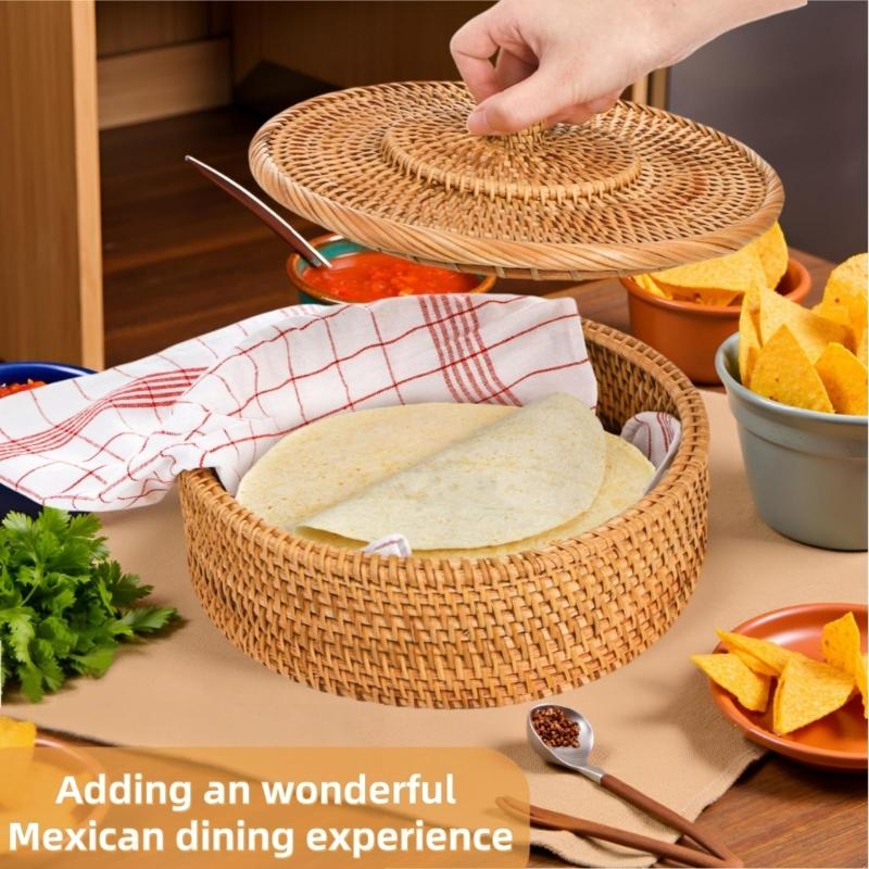 Rural Style Flatbread Serving Tray With Cloth Insert Holds Up To 15 divisions Of Flatbread Or Waffles