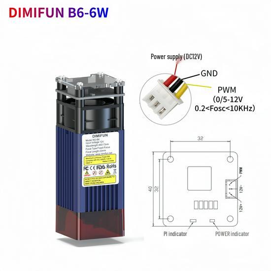 Высокомощный синий лазерный модуль 40 Вт 450 нм для резки и гравировки