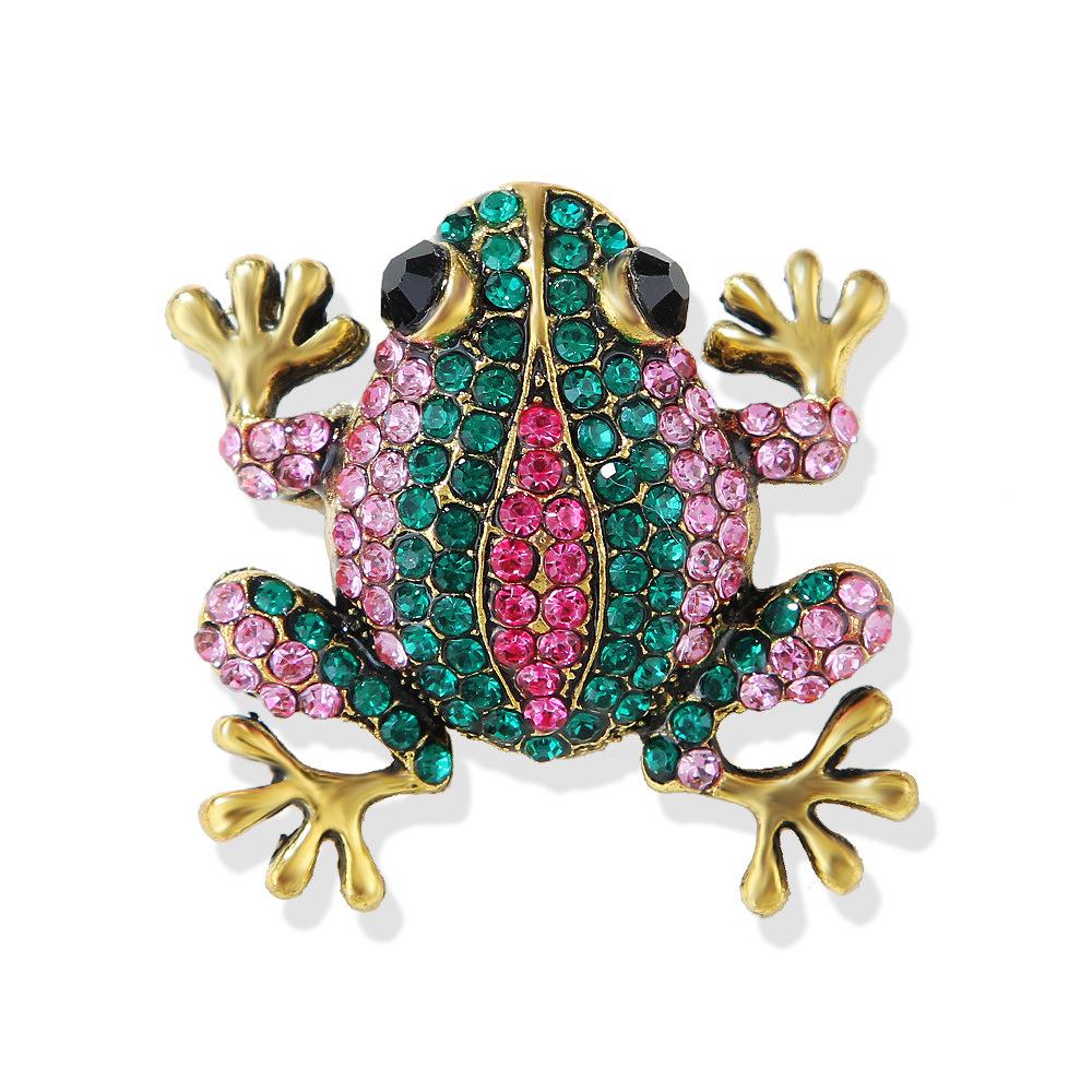 Модная винтажная мультяшная металлическая бриллиантовая брошь милая маленькая лягушка модные аксессуары для одежды булавка со стразами