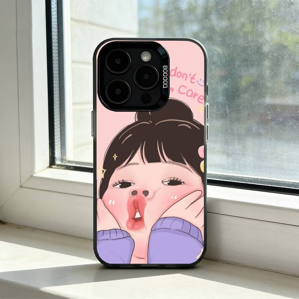 Милый Сердитый Маленький Девочка Чехол Для Телефона Для iPhone 17,16,15,14,13,12,11 Plus,Pro Max,XS,Цветной Посеребренный Внутренний Чехол