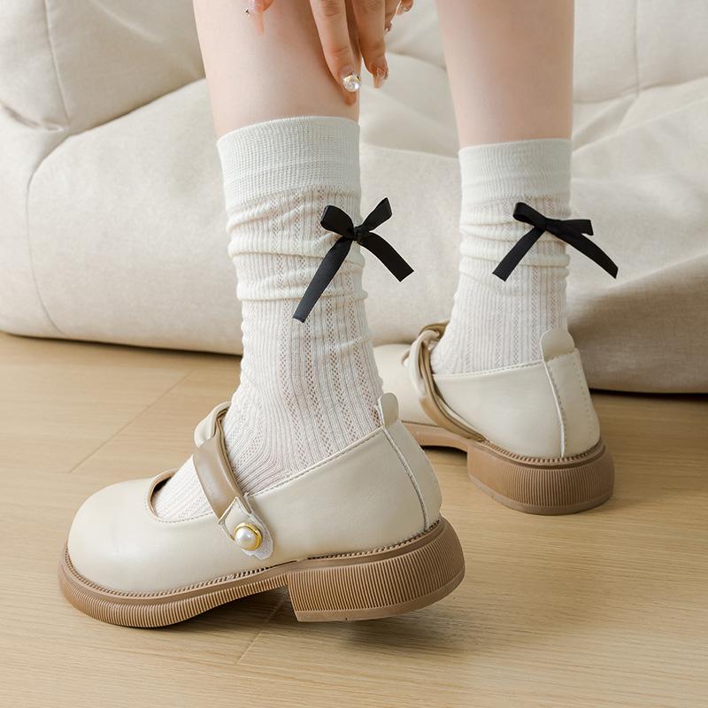 Female Summer Fashion New Bow Ballet Wind In The Tube Pile Socks