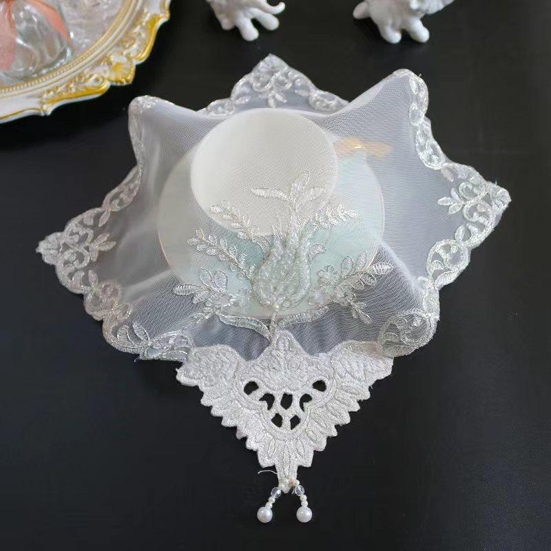 Бежевая сетка вышивка бисером цветочный узор тканевая салфетка под тарелку Свадьба Рождество подставка под тарелку кухонный декор стола и аксессуары