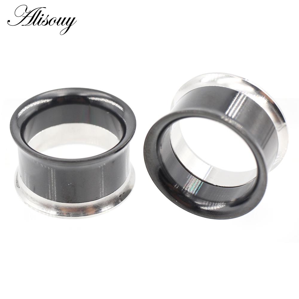 Alisouy 2PC нержавеющая сталь нить полые ушные заглушки для туннеля расширитель растяжитель двойные расклешенные калибры серьги пирсинг ювелирные изделия
