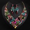 Jewelry Exaggerated Flower Gem Necklace Earrings Set Women'S Banquet Dress Accessories