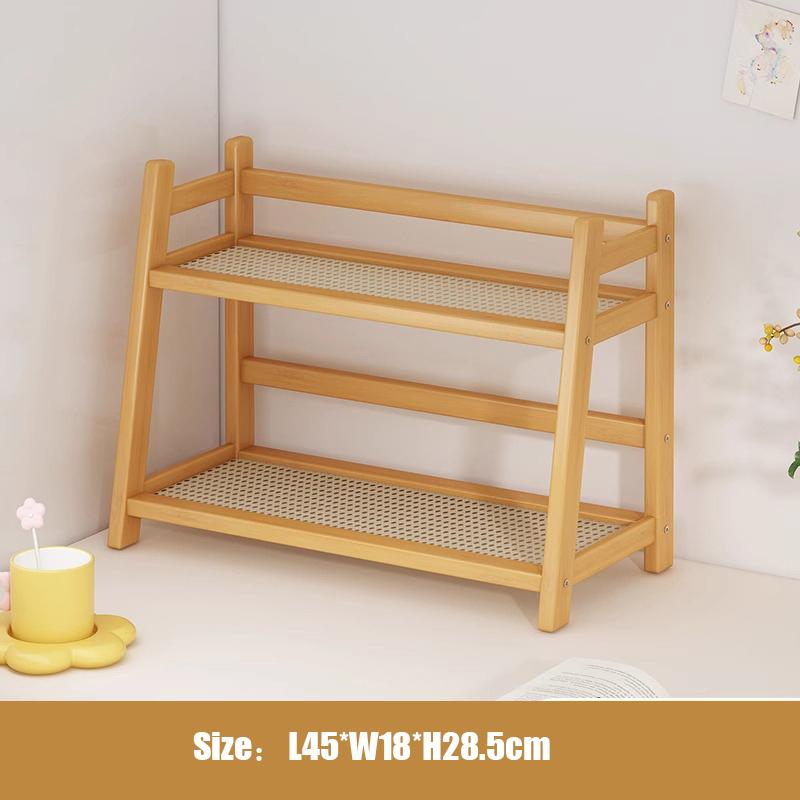 Настольный органайзер 2 яруса Держатель для кофейных чашек Многоцелевая бамбуковая полка для хранения Для квартиры EL Туалетный столик Кухня