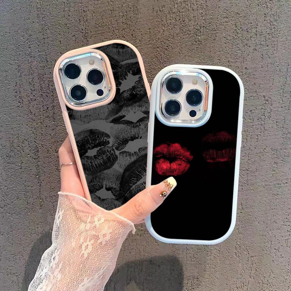 LZ22 Lips Kiss Digital Design мягкий чехол для телефона Samsung S24 Ultra S23 Plus S21 A16 A54 A34 A05s Infinix Hot 40 30i защита объектива противоударный чехол